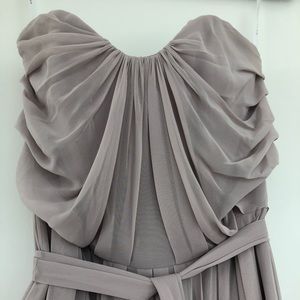 Taupe Ruched Bridesmaid Dress